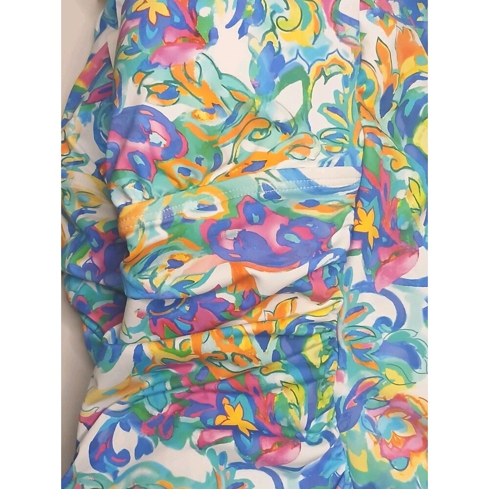 LAUREN Ralph Lauren Swimsuit Sz 8 Ruffle V-neck One Piece Multi Print - Picture 6 of 15